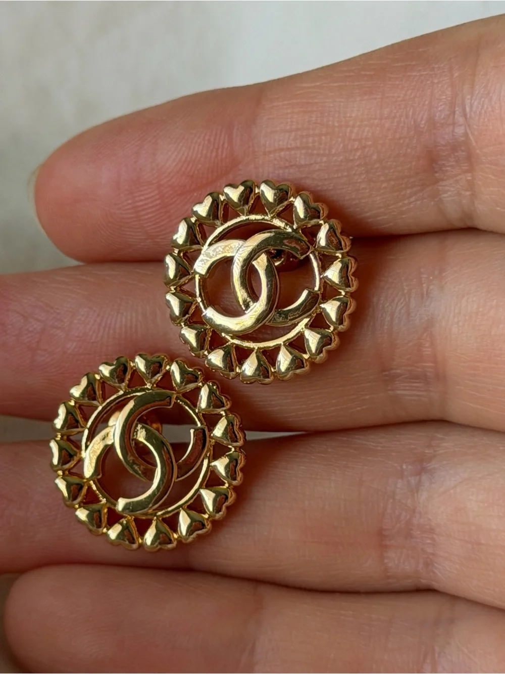 Chanel Hearts Interlocking Circle Earrings